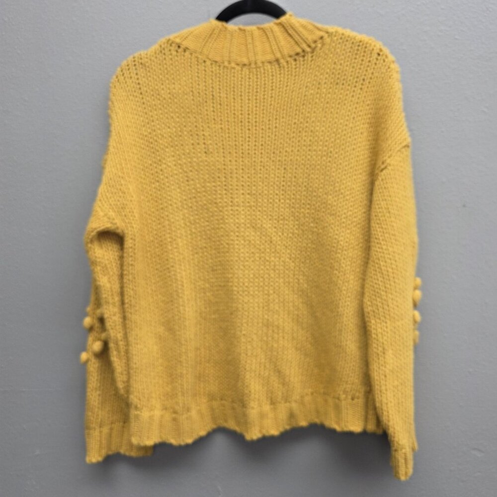 Cocobleu Sweater Womens Large Yellow Chunky Knit Bobble Heart Pullover Crewneck - Picture 4 of 9